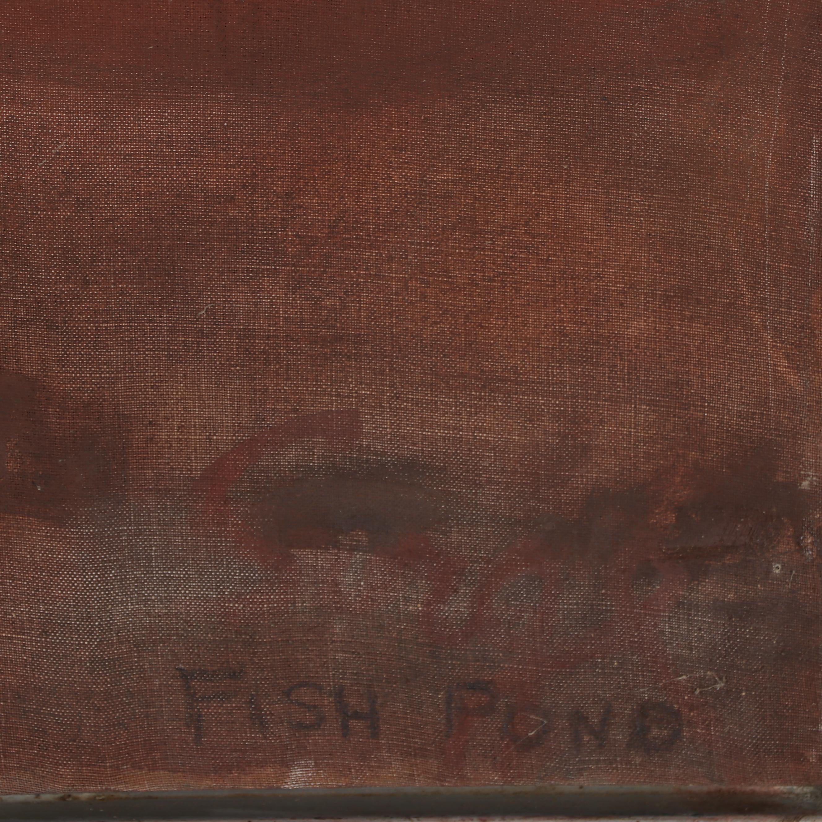 Walter Sorge Large-Scale Oil Painting "Fish Pond," Late 20th Century
