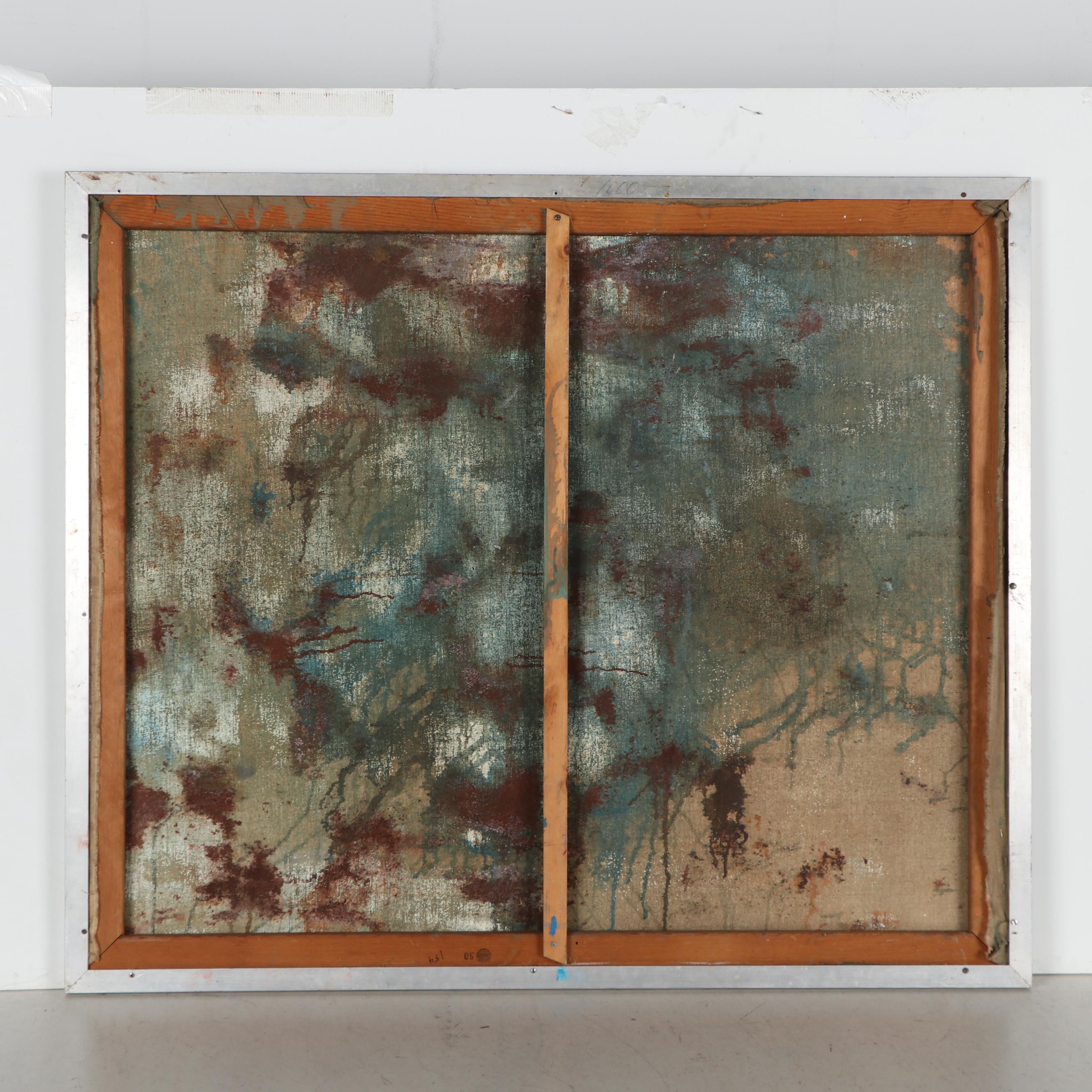 Walter Sorge Large-Scale Oil Painting "Fish Pond," Late 20th Century