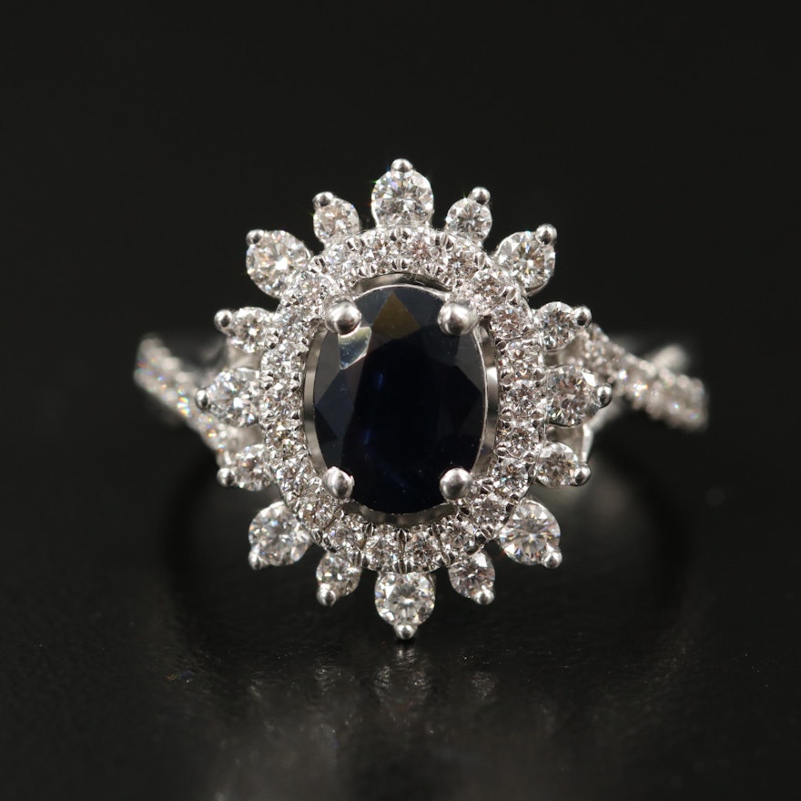 14K Sapphire and Diamond Ring