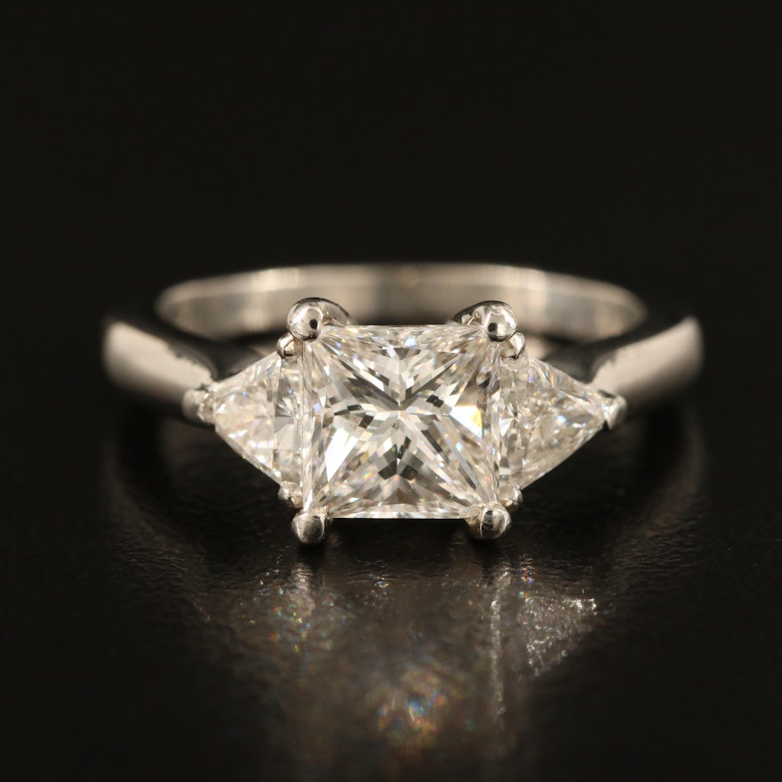 Platinum Diamond Ring with 1.61 CT Center and 0.61 CTW Sides