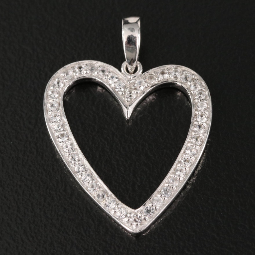 Sterling Silver and Zircon Open Heart Pendant