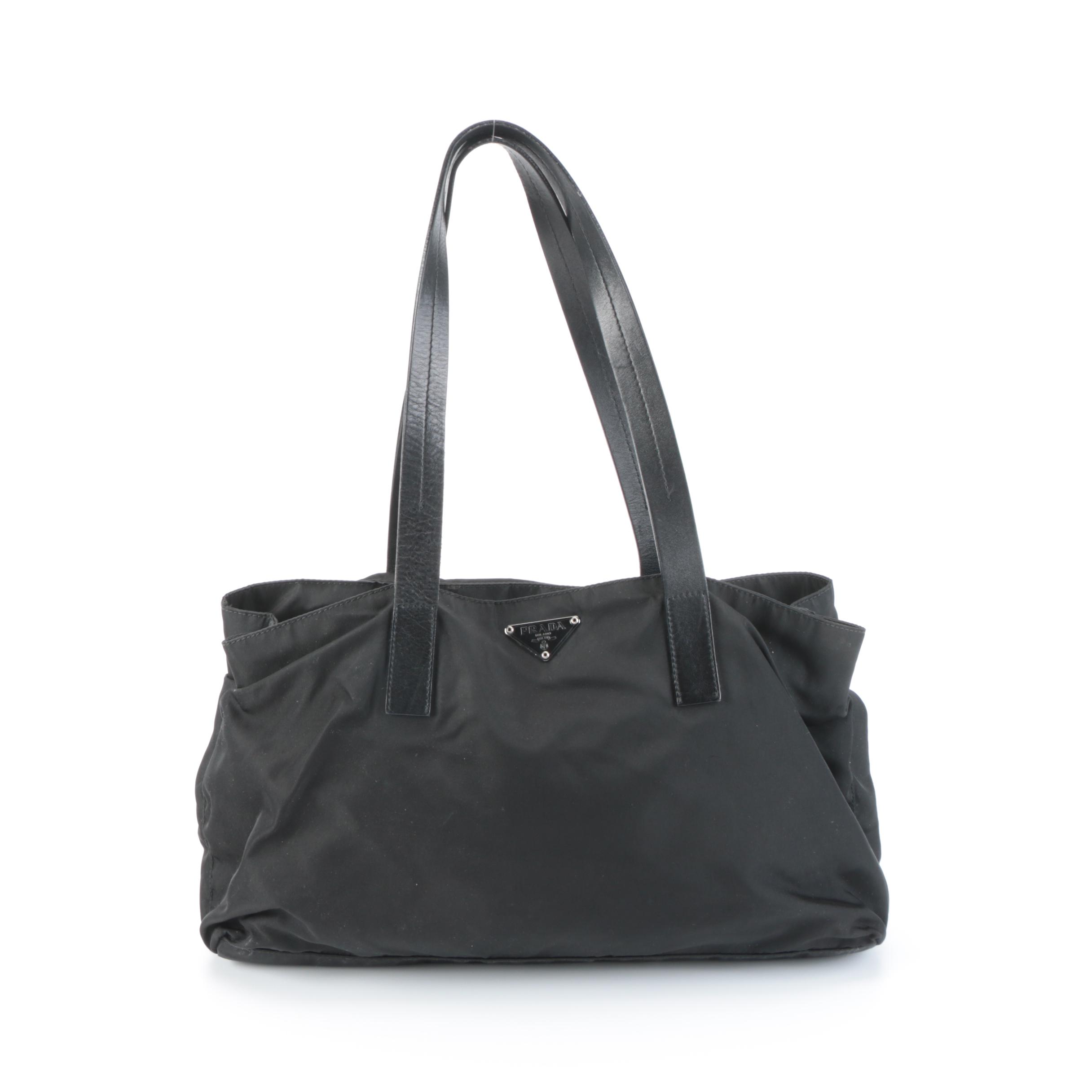 Prada Tote in Black Tessuto Nylon and Leather