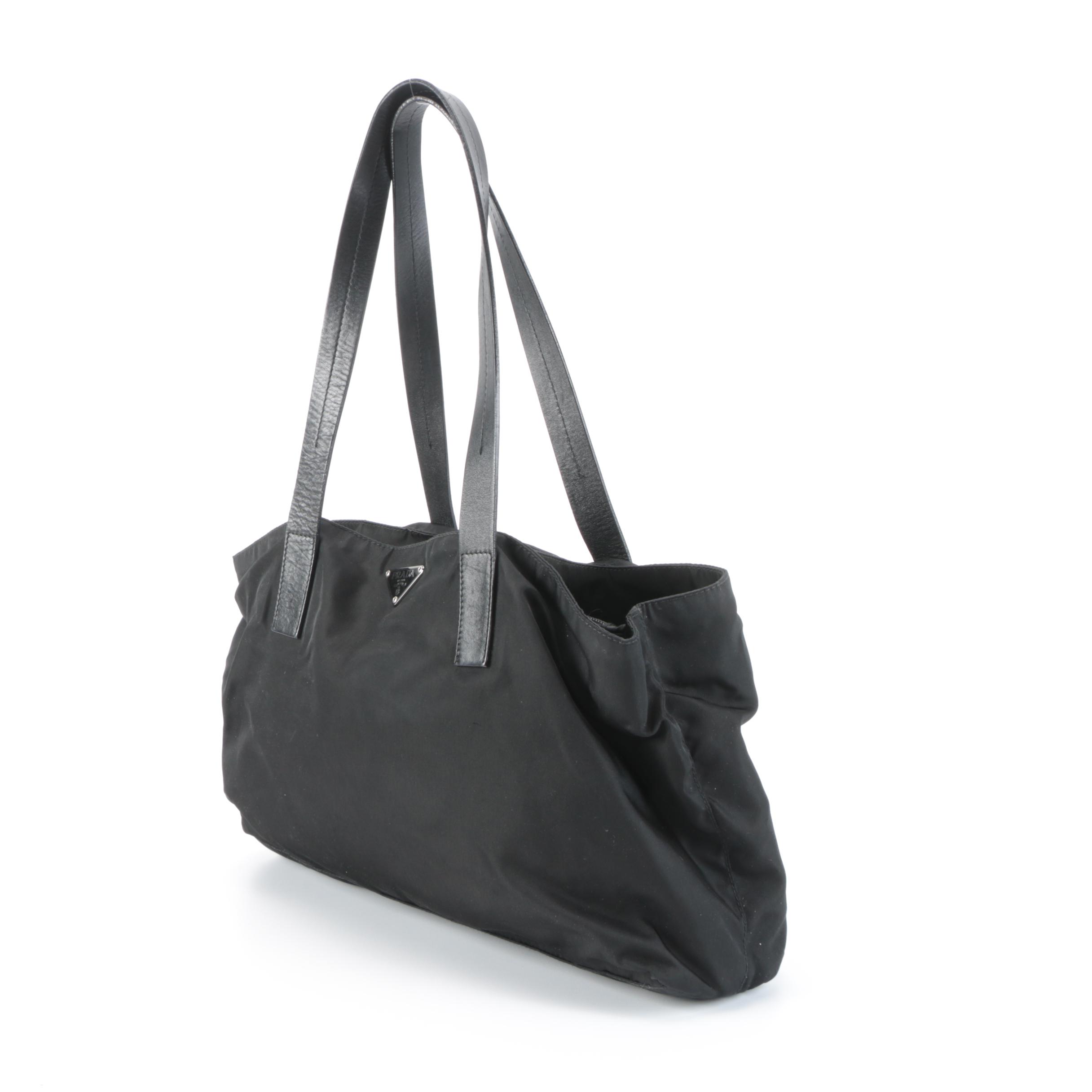 Prada Tote in Black Tessuto Nylon and Leather