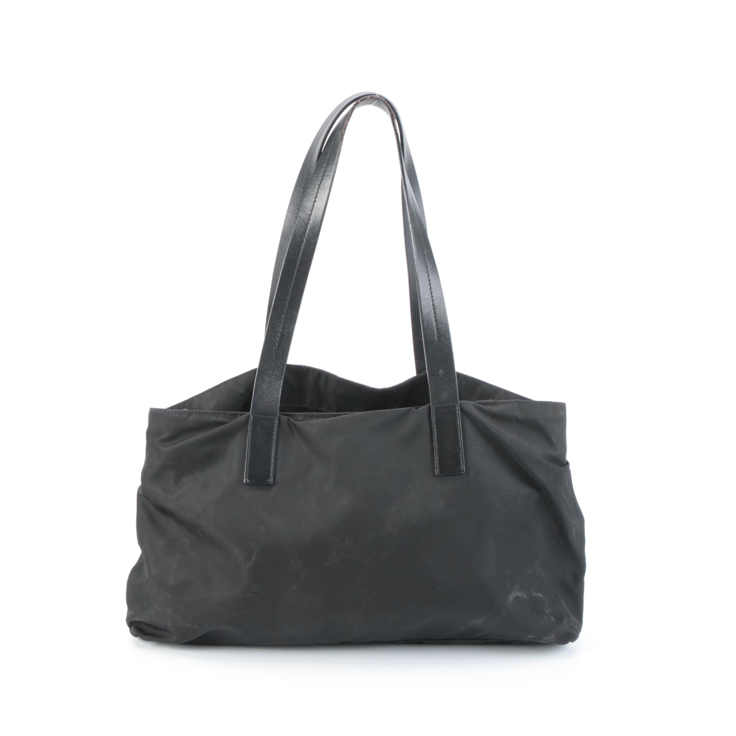 Prada Tote in Black Tessuto Nylon and Leather