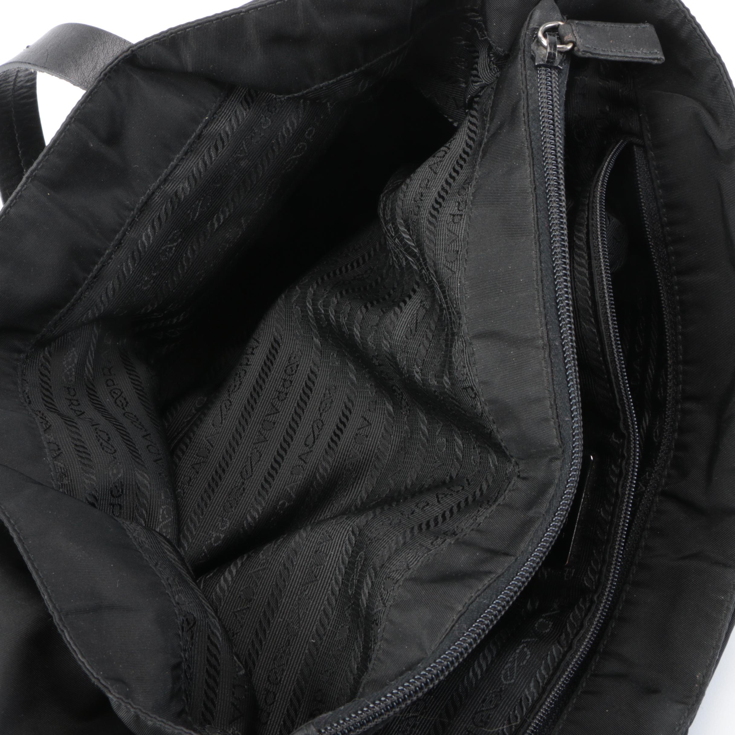 Prada Tote in Black Tessuto Nylon and Leather