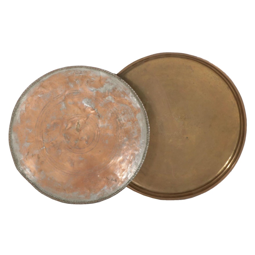 Middle Eastern Brass and Copper Platted Serving Platters