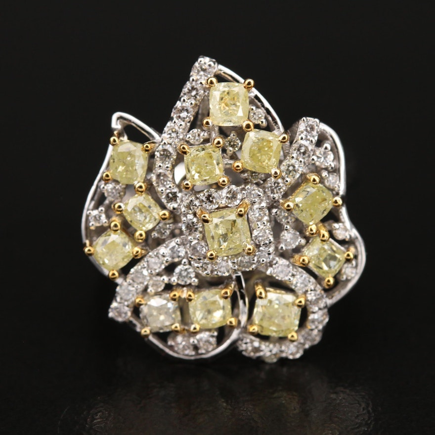 18K 2.34 CTW Diamond Floral Cluster Ring