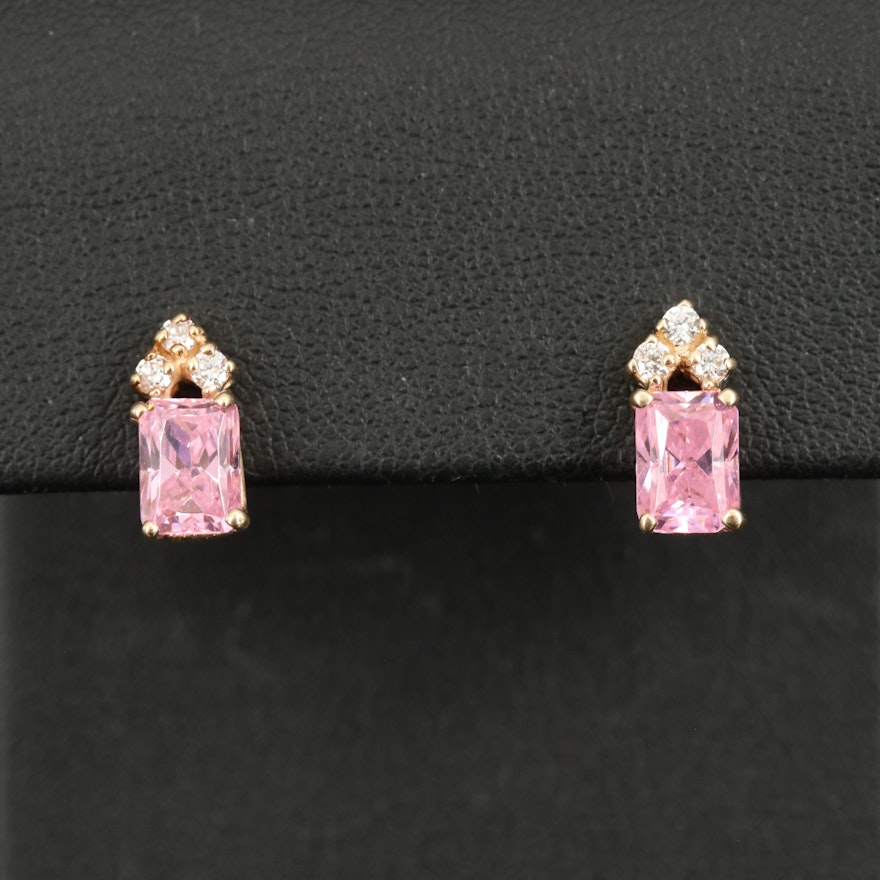 10K Cubic Zirconia and Diamond Earrings