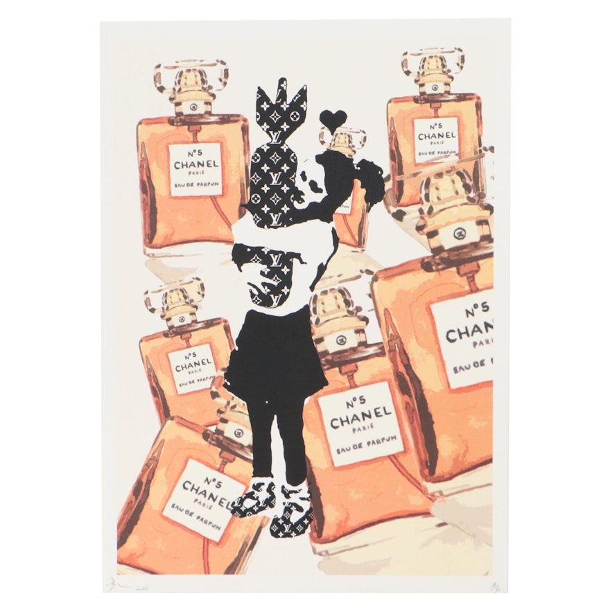 Death NYC Pop Art Graphic Print of Girl With Bomb and Perfume Bottles
