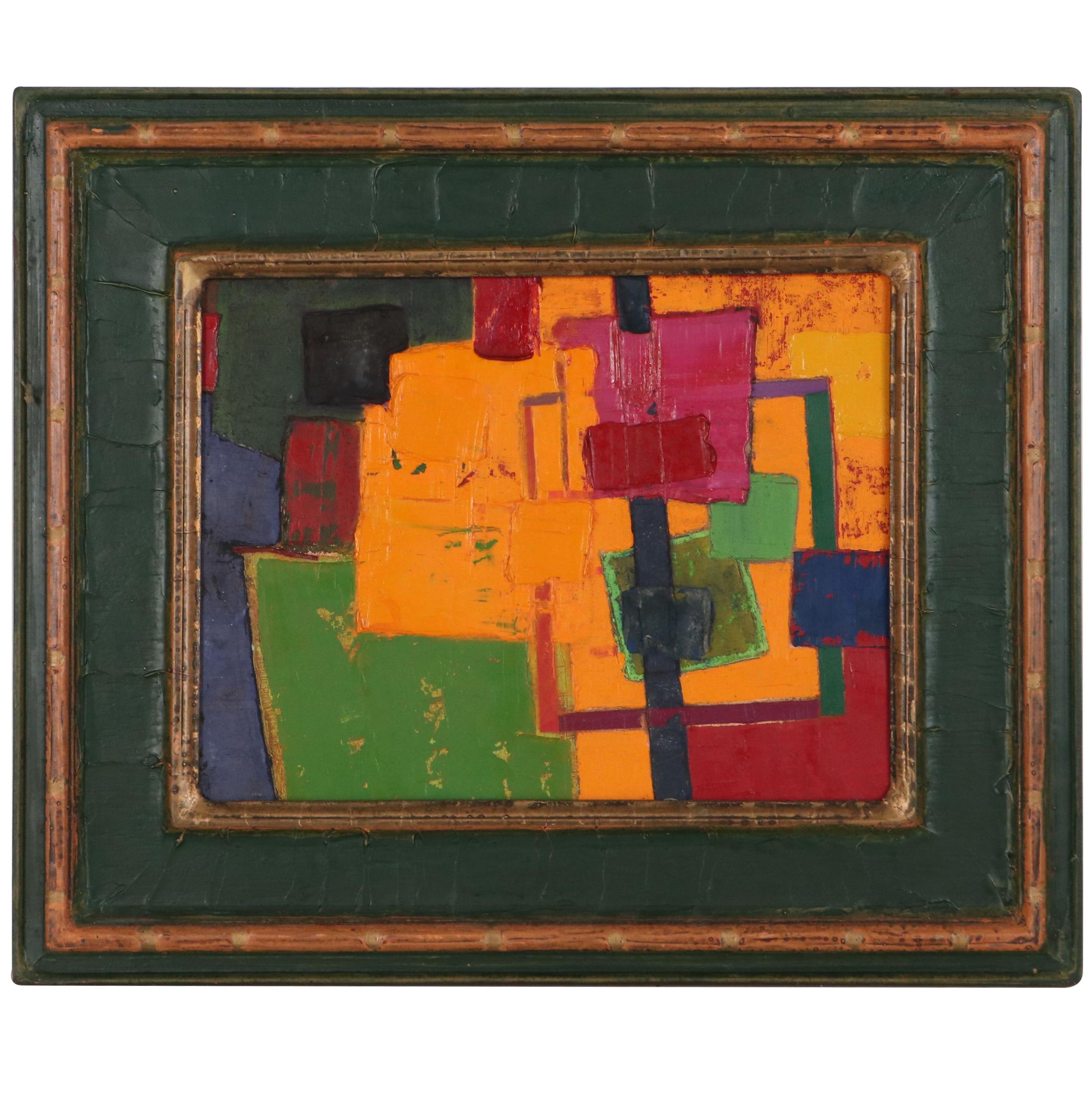 Walter Sorge Geometric Impasto Color Field Oil Painting, Late 20th Century