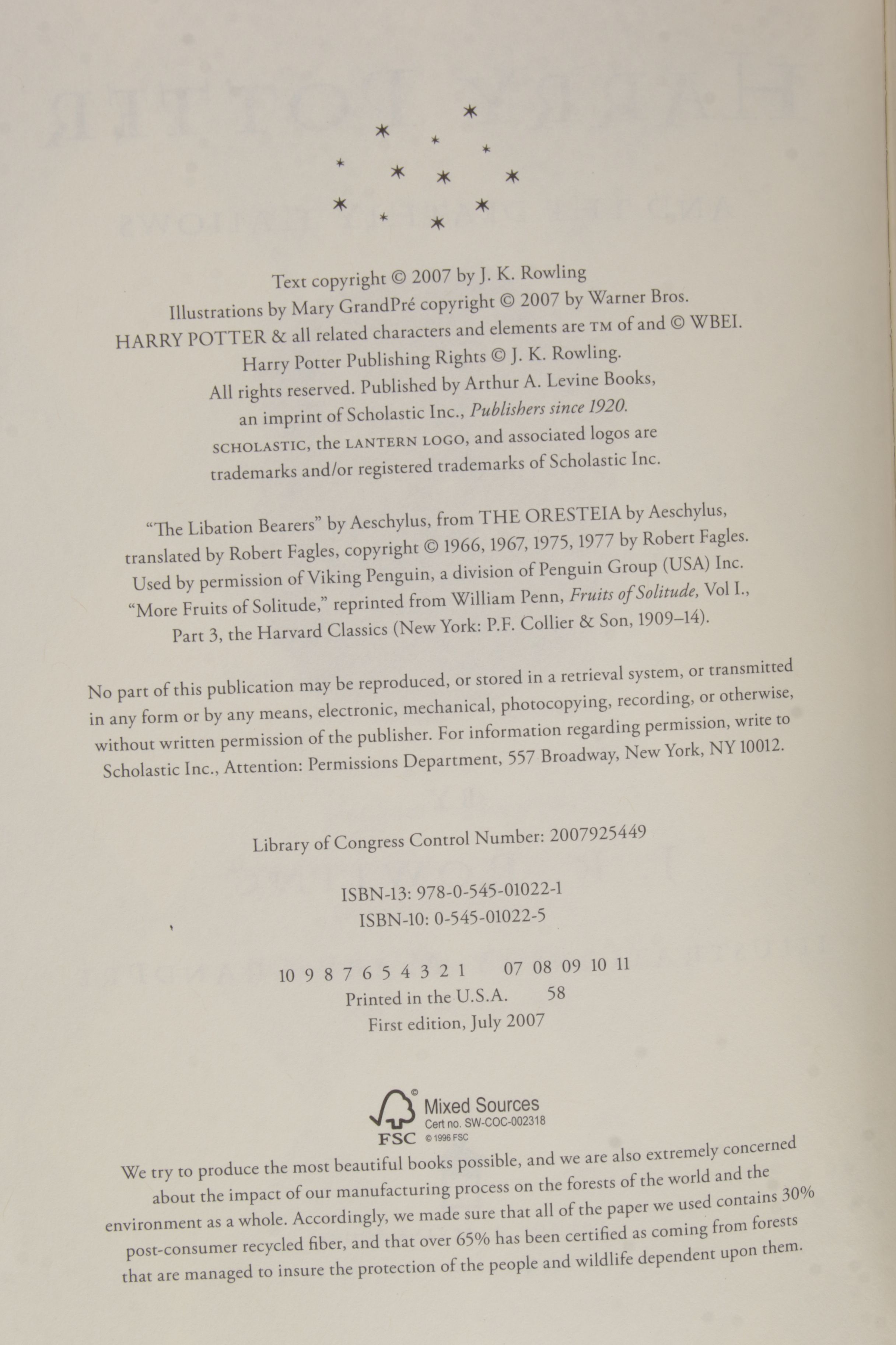 Complete "Harry Potter" Series Including First American Editions