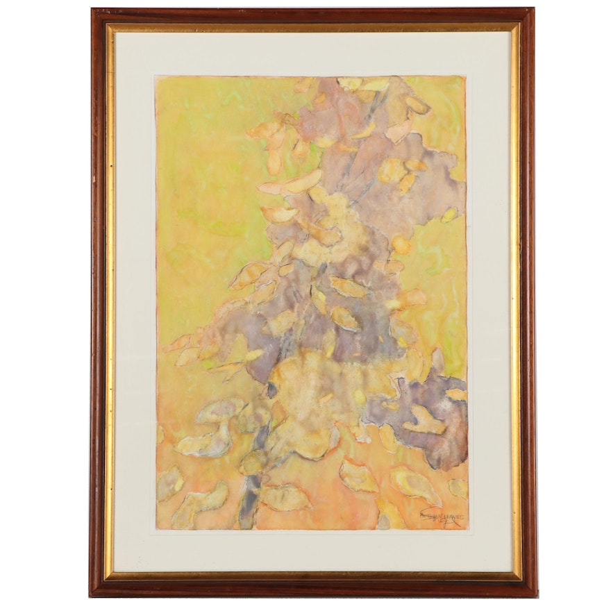Walter Sorge Watercolor Painting "Autumn Leaves," Late 20th Century
