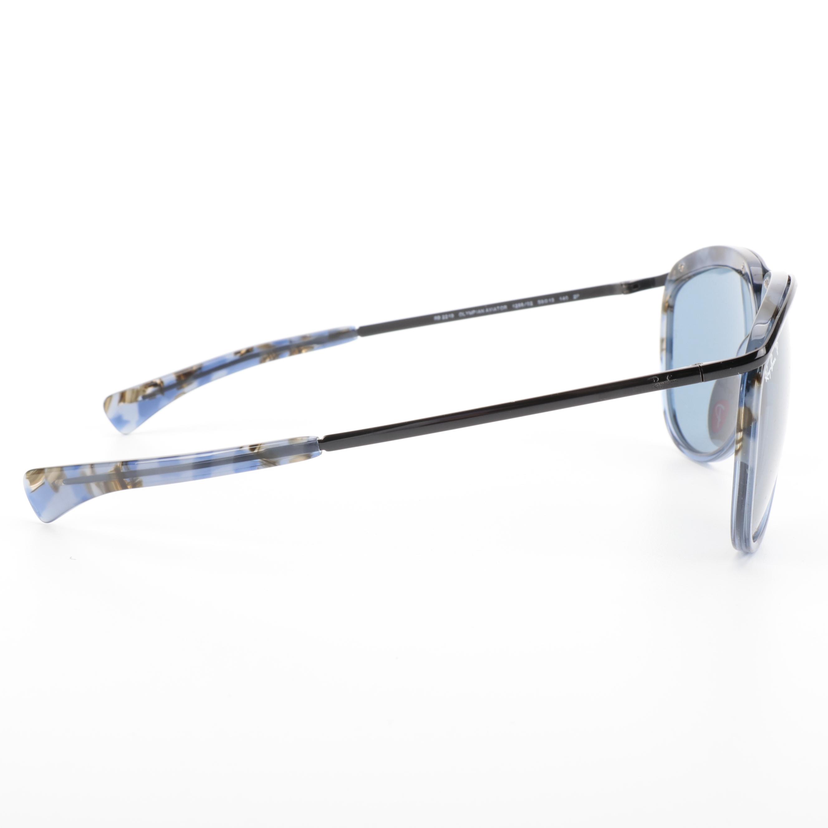 Ray-Ban RB 2219 Olympian Aviator Polarized Sunglasses with Case and Box