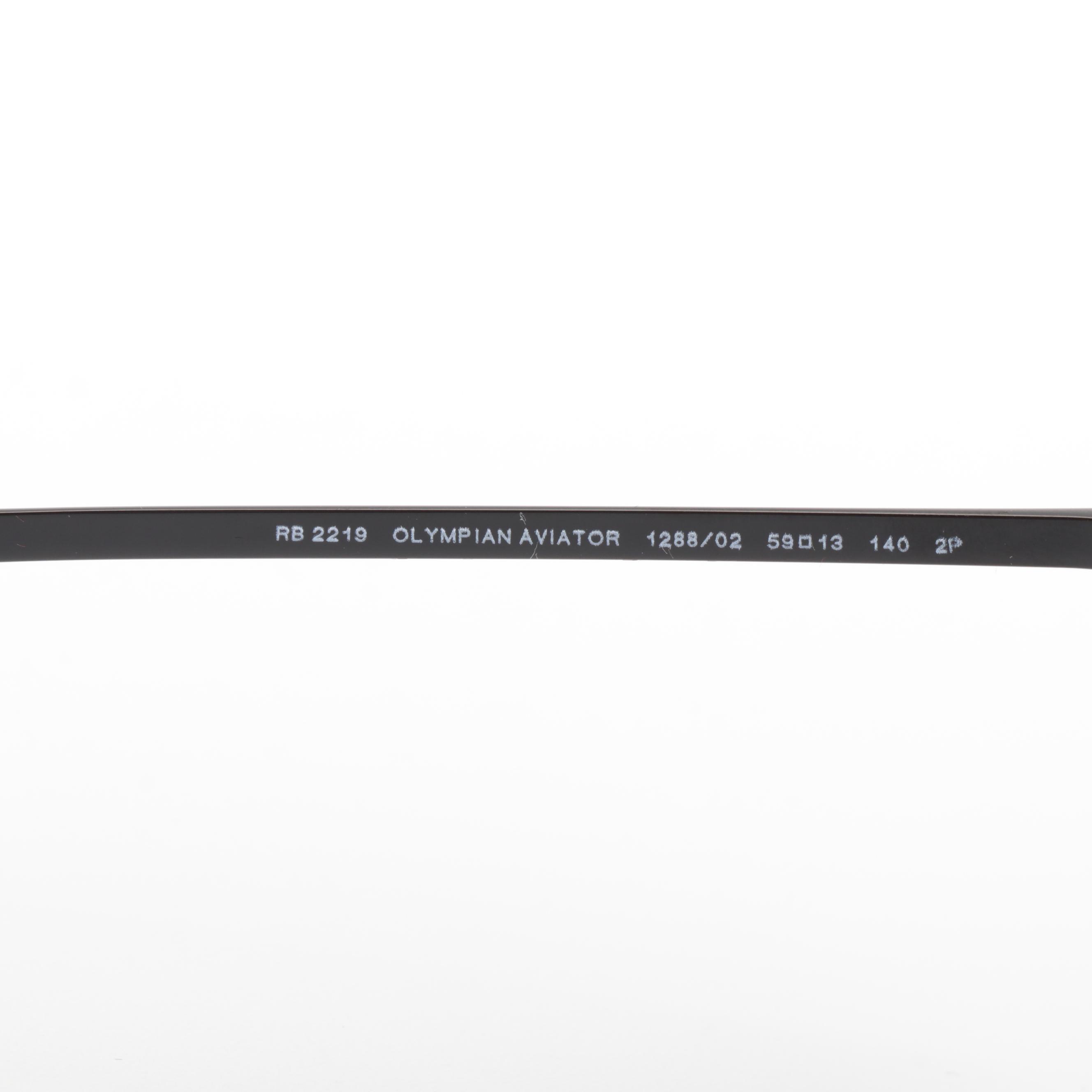 Ray-Ban RB 2219 Olympian Aviator Polarized Sunglasses with Case and Box