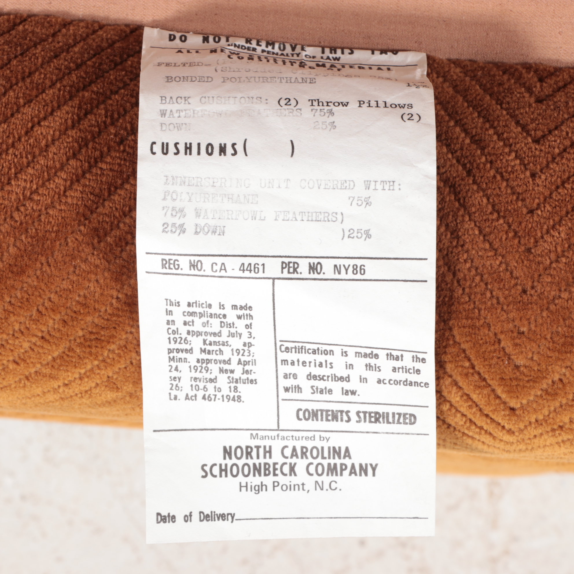 Henredon Chevron-Cut Patterned Sofa, 1970s