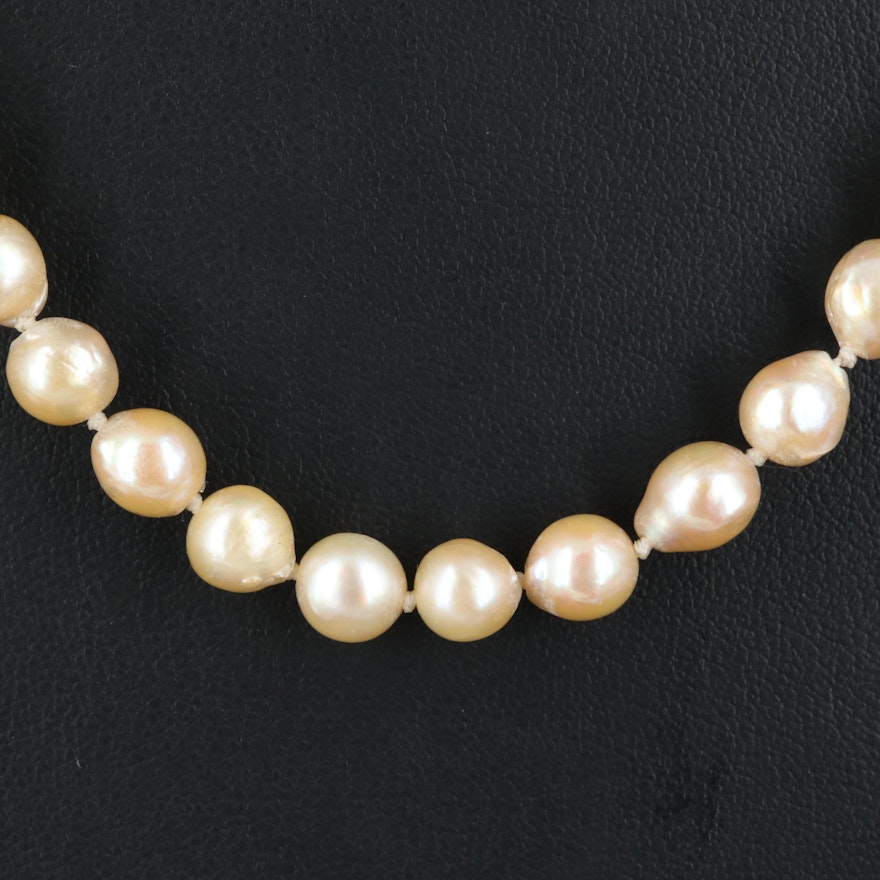 Pearl Necklace with Vintage Mikimoto Sterling Clasp