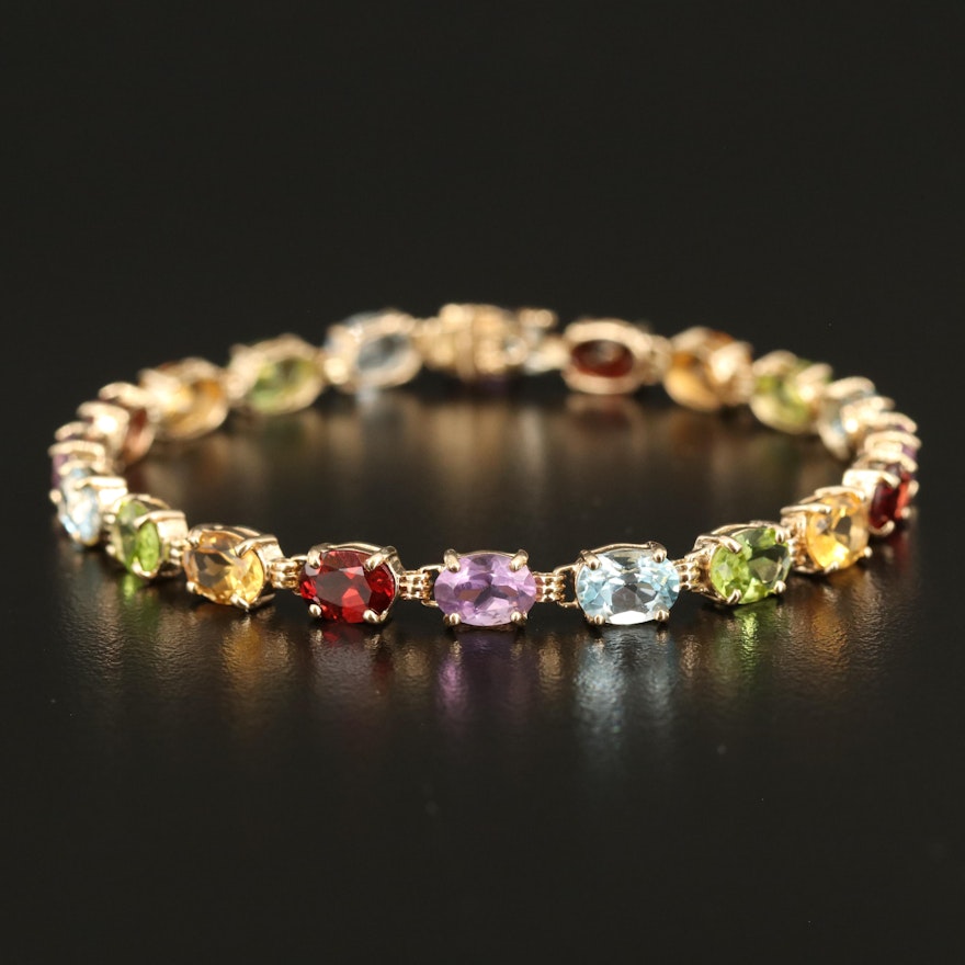 14K Multicolor Gemstone Line Bracelet