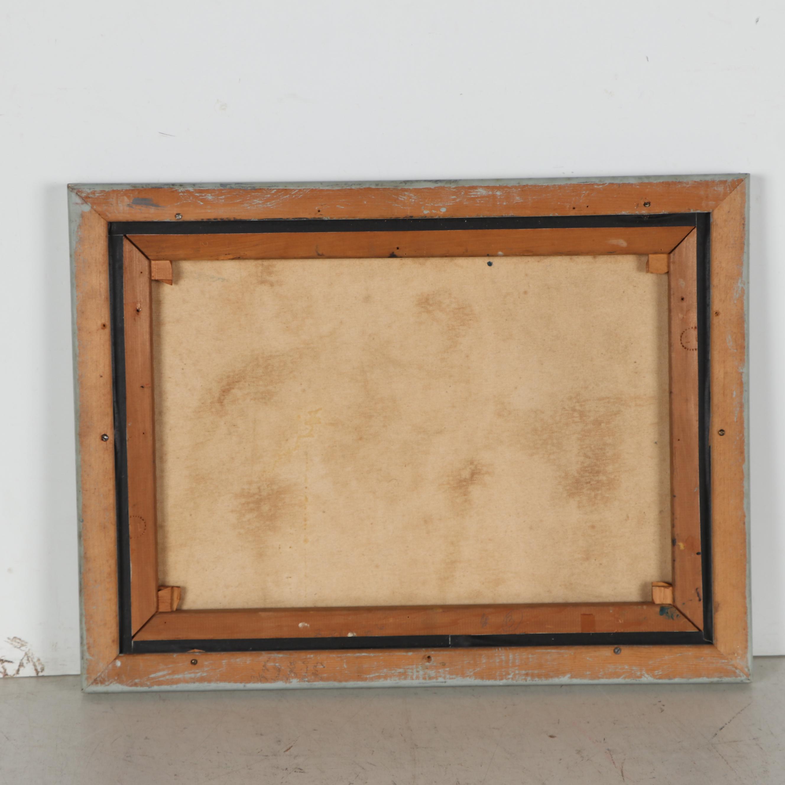 Walter Sorge Stylized Oil Painting of a Bull, Circa 1955