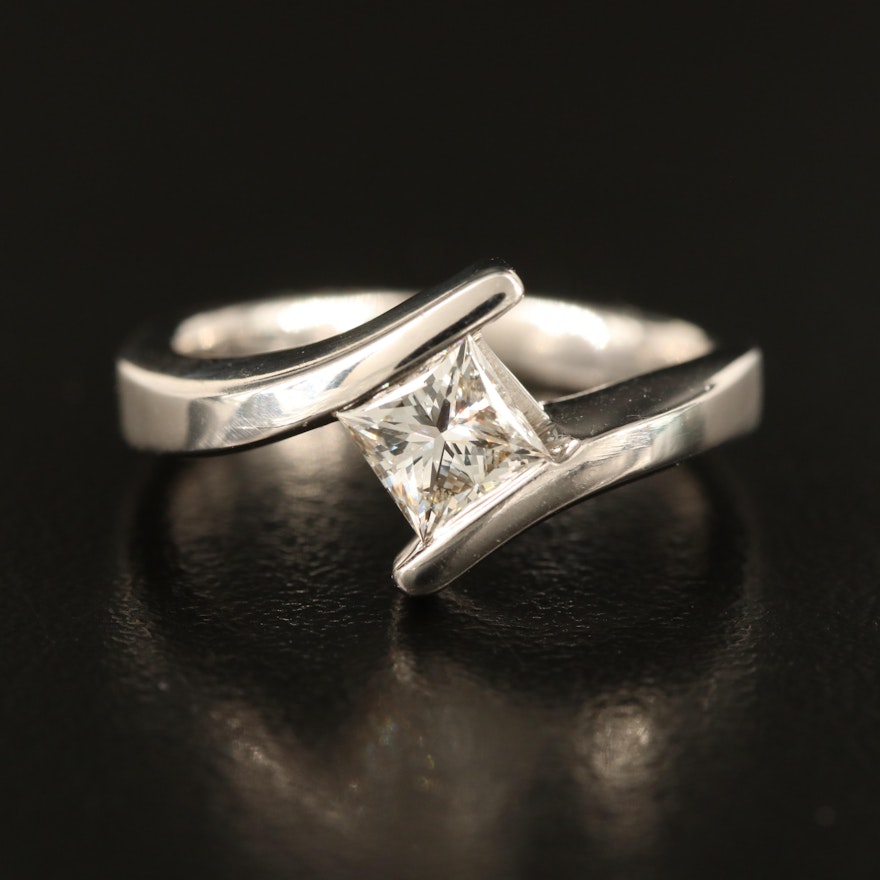 14K 0.53 CT Diamond Solitaire Bypass Ring