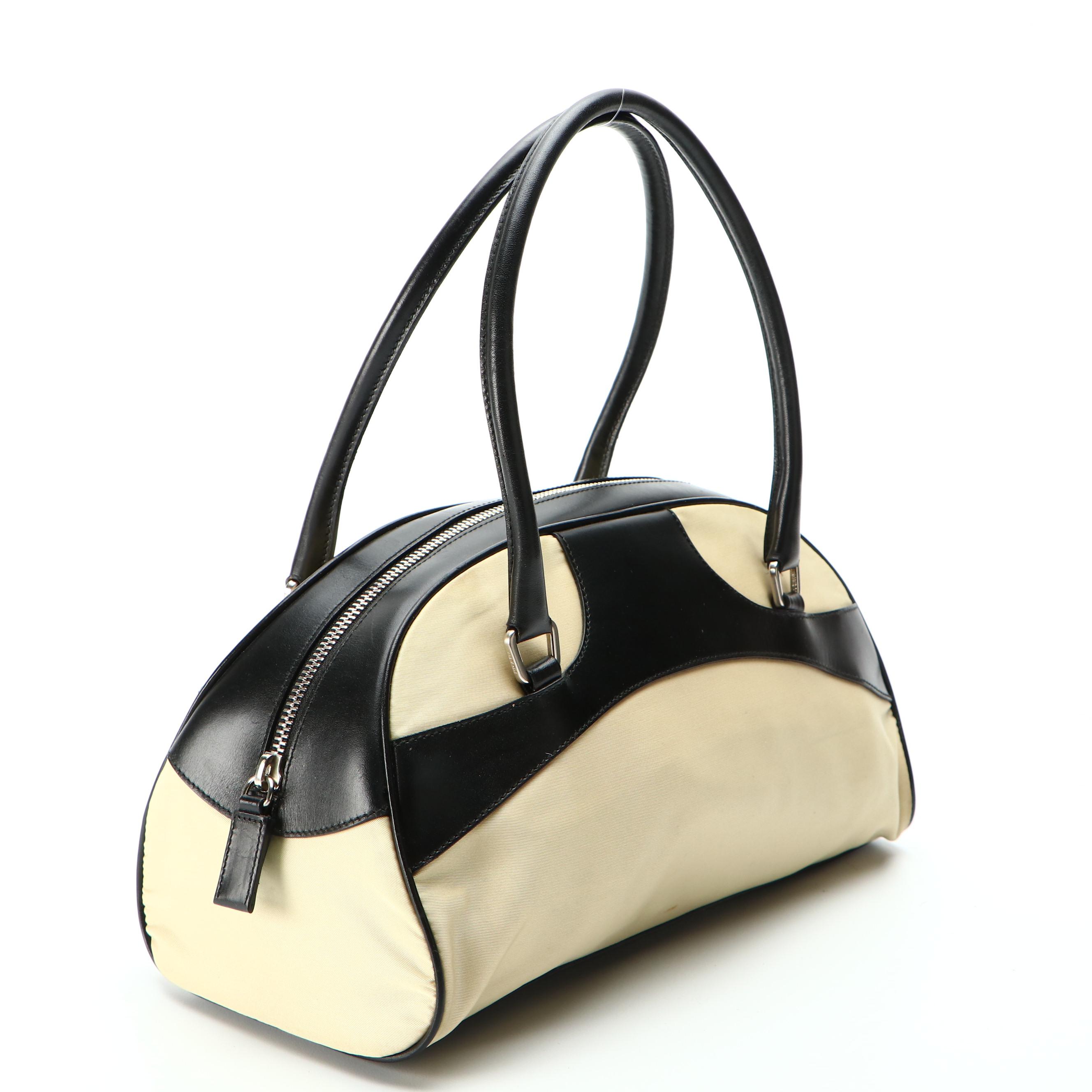 Prada Bowling Bag in Leather and Tessuto Nylon
