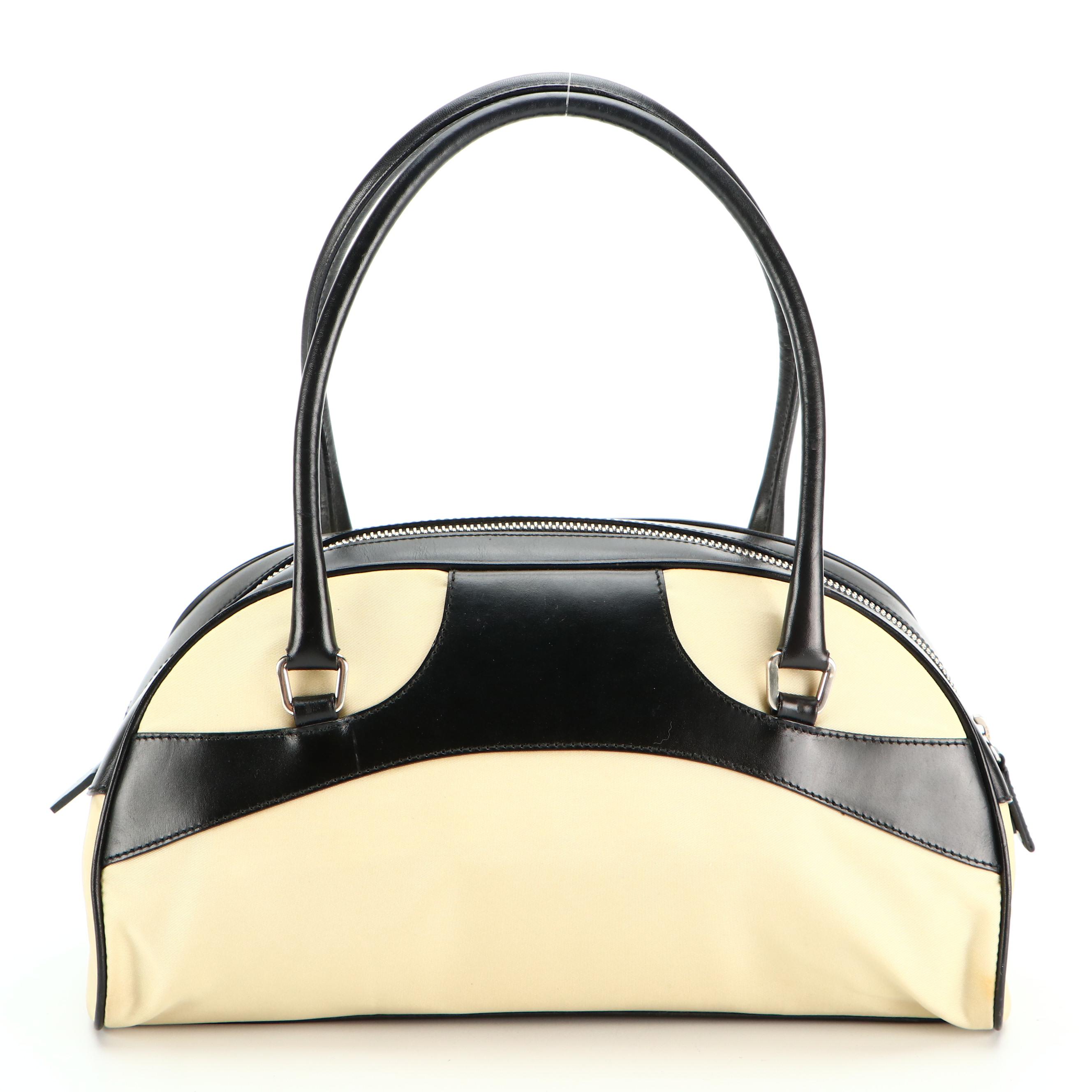 Prada Bowling Bag in Leather and Tessuto Nylon