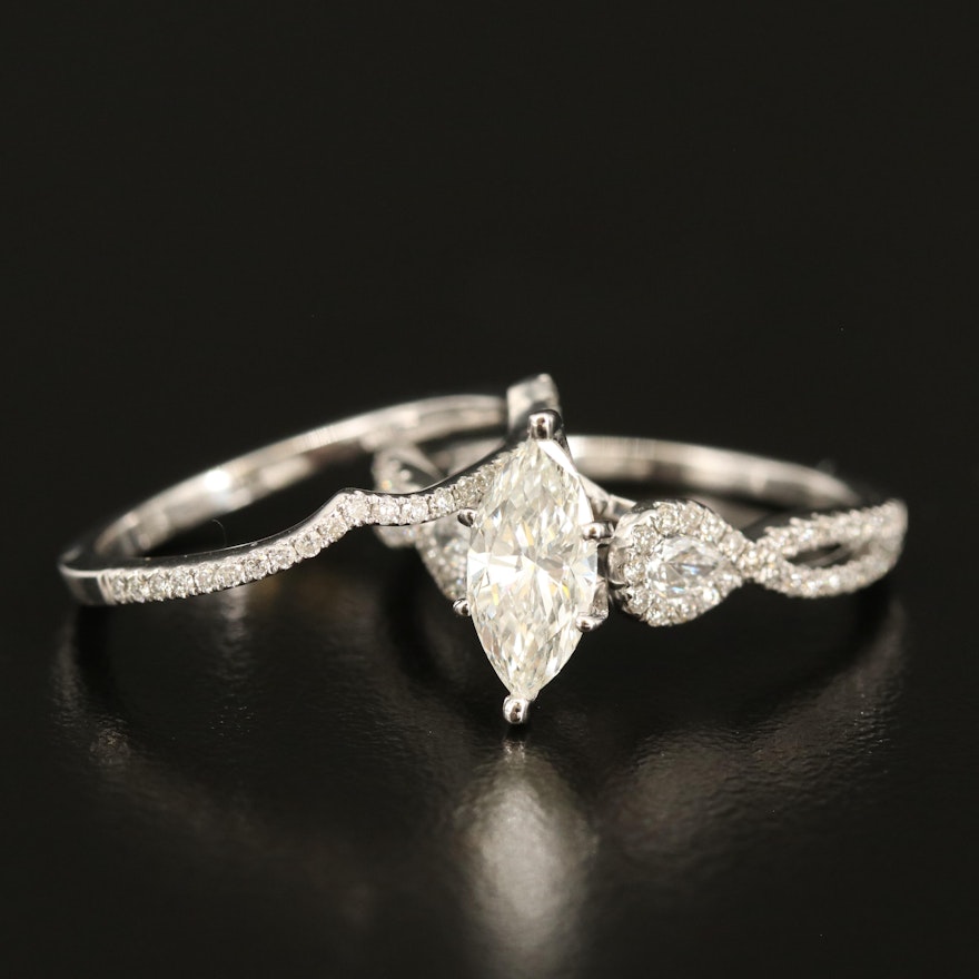 14K Diamond Marquise Ring and Band