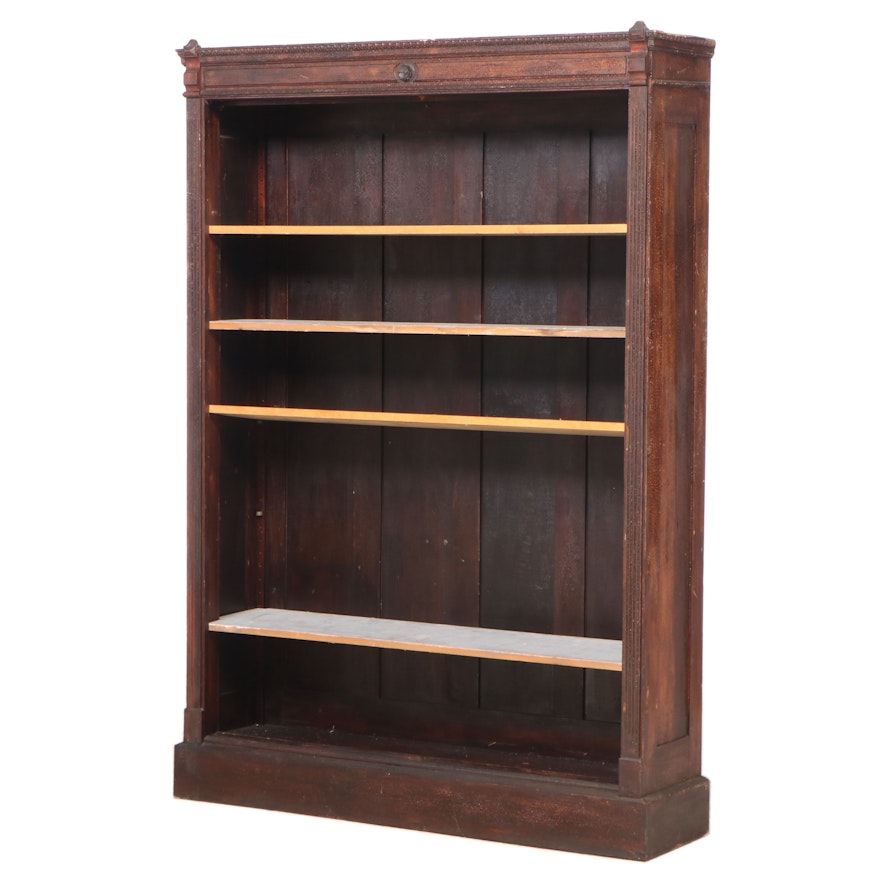 Victorian Poplar Open Bookcase, Late 19th Century