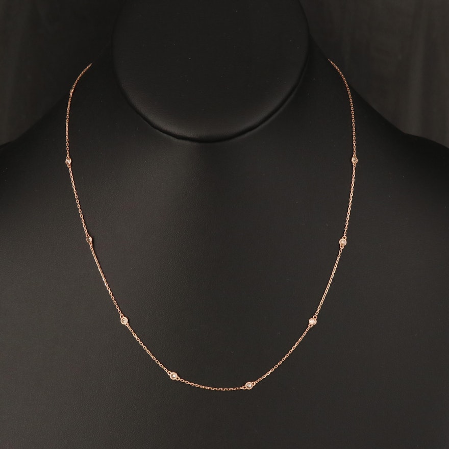 18K Rose Gold 0.30 CTW Diamond Station Necklace