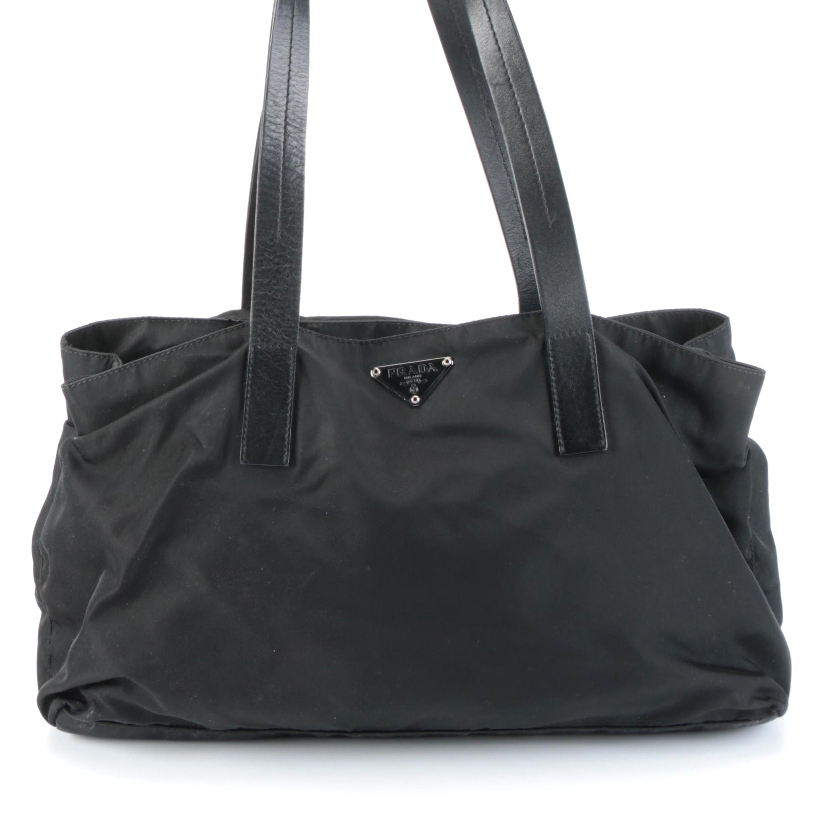 Prada Tote in Black Tessuto Nylon and Leather
