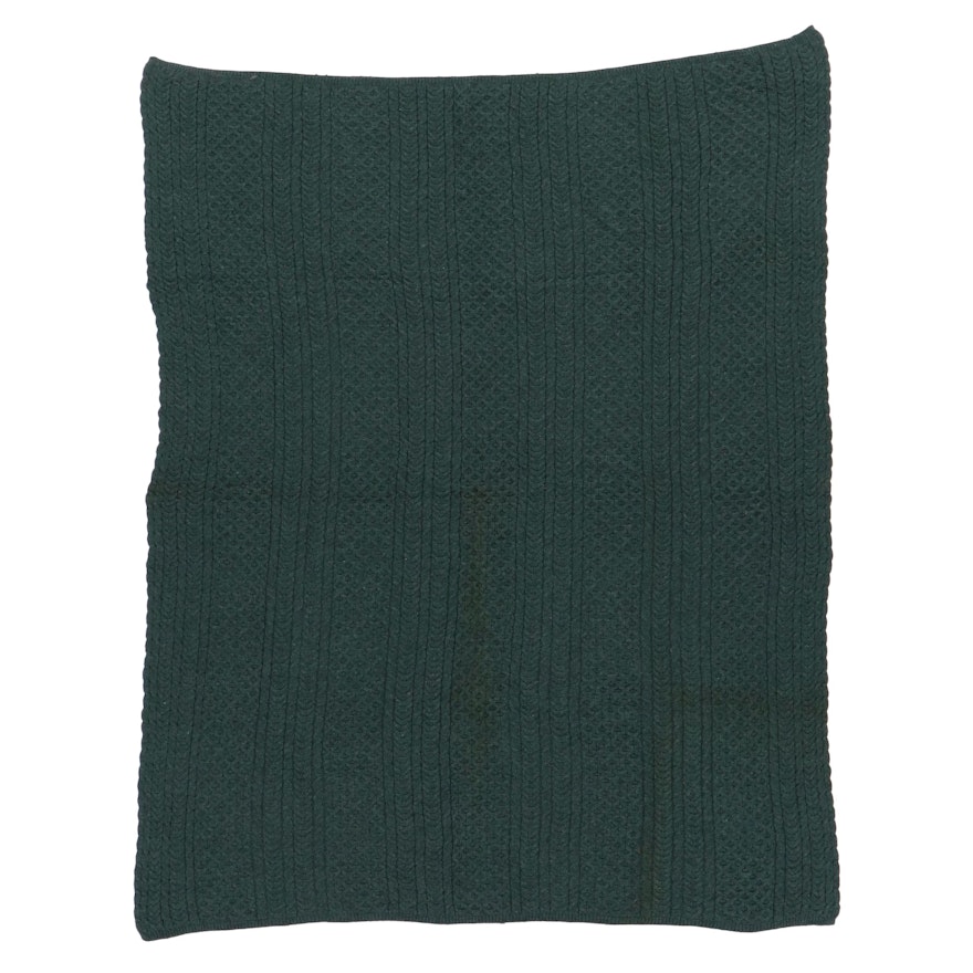 L.L. Bean Green Cable Knit Wool Blanket