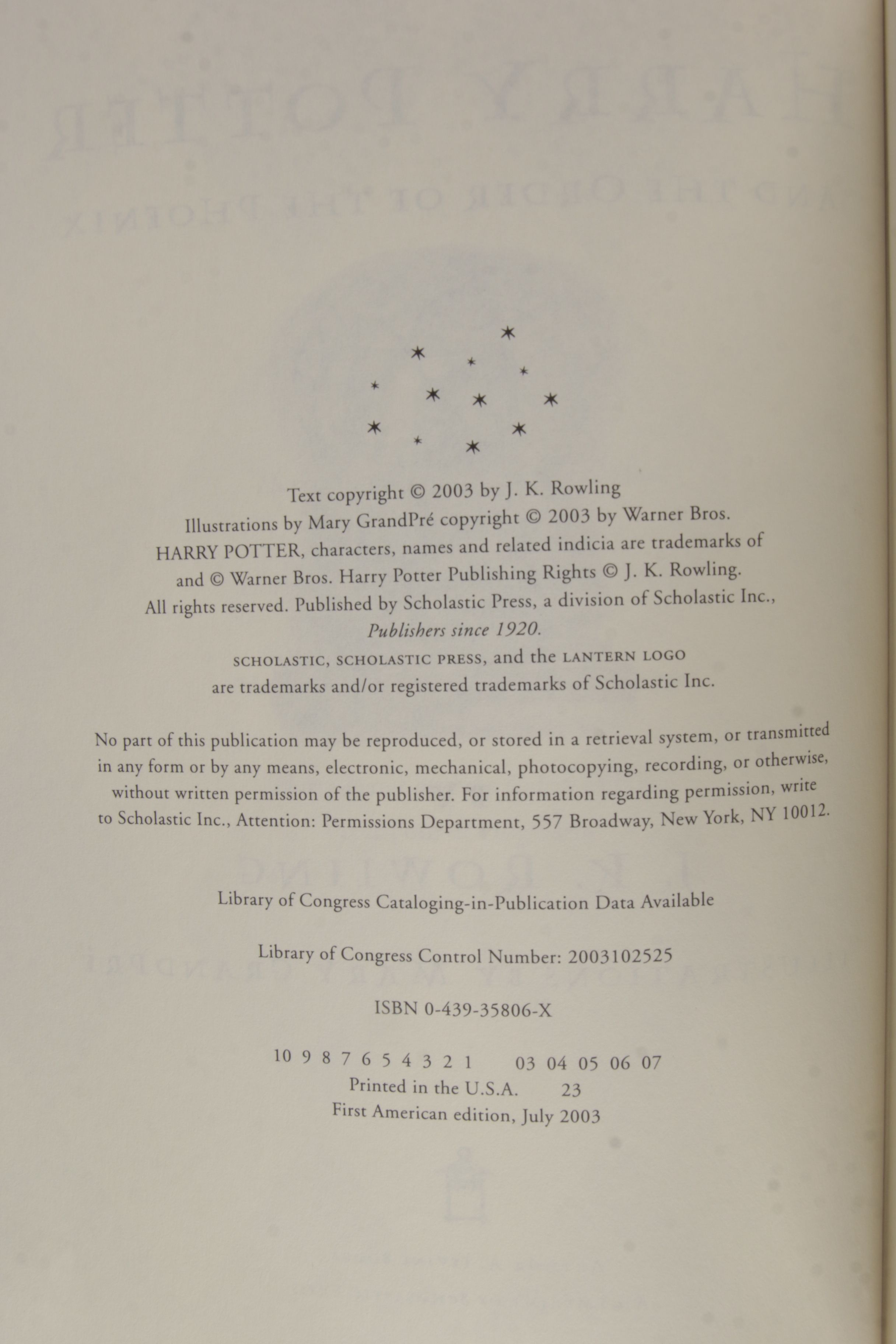 Complete "Harry Potter" Series Including First American Editions