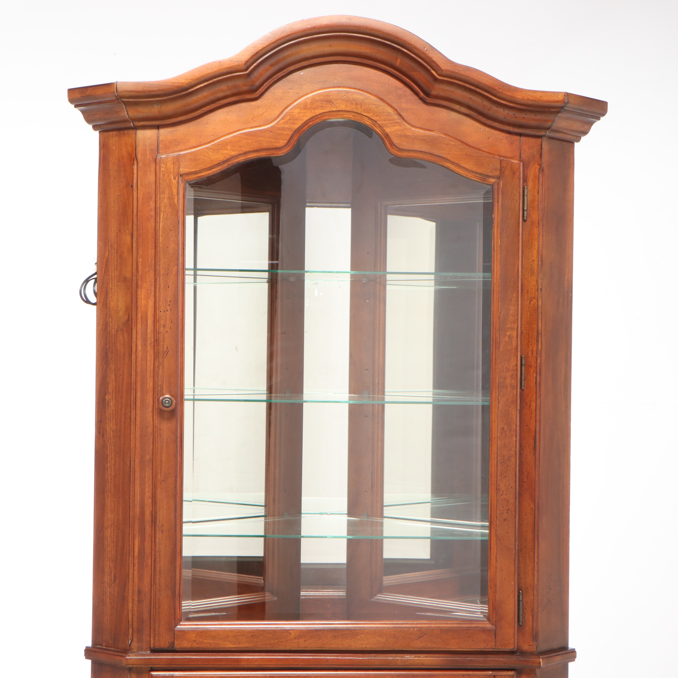 American Signature Corner Display Cabinet with Mirrored Interior