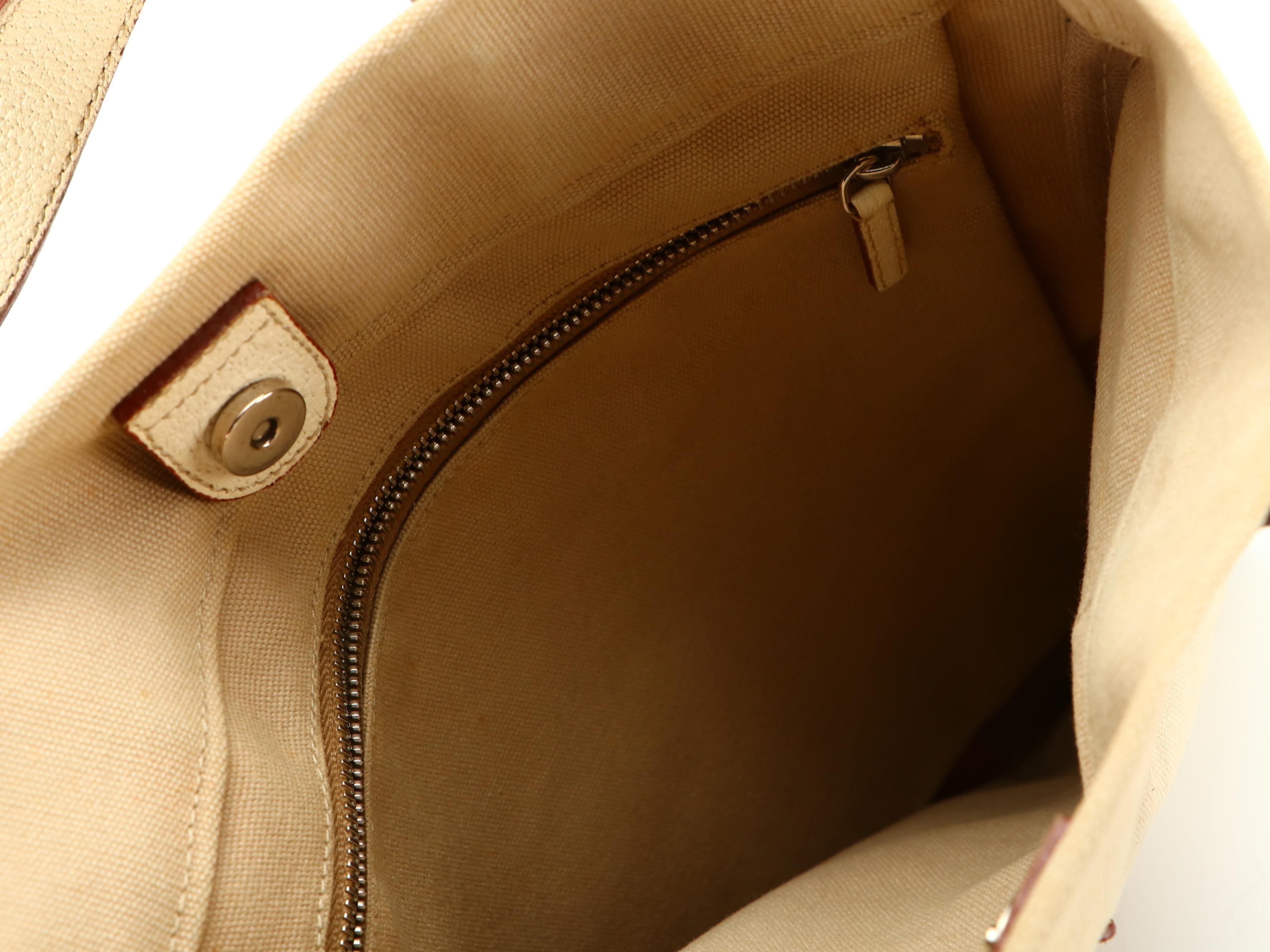 Prada Canvas Tote with Ivory Grained Leather