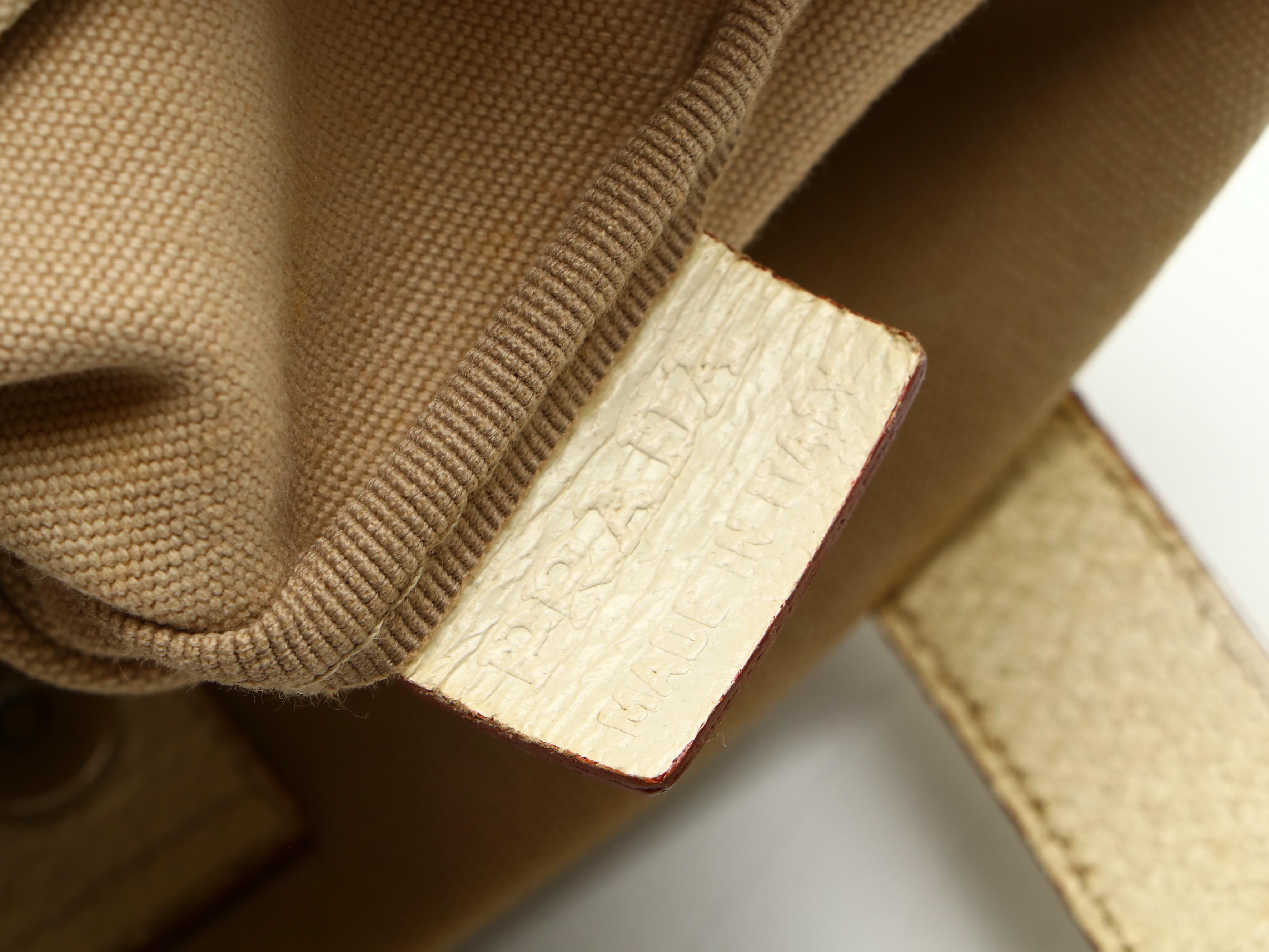 Prada Canvas Tote with Ivory Grained Leather