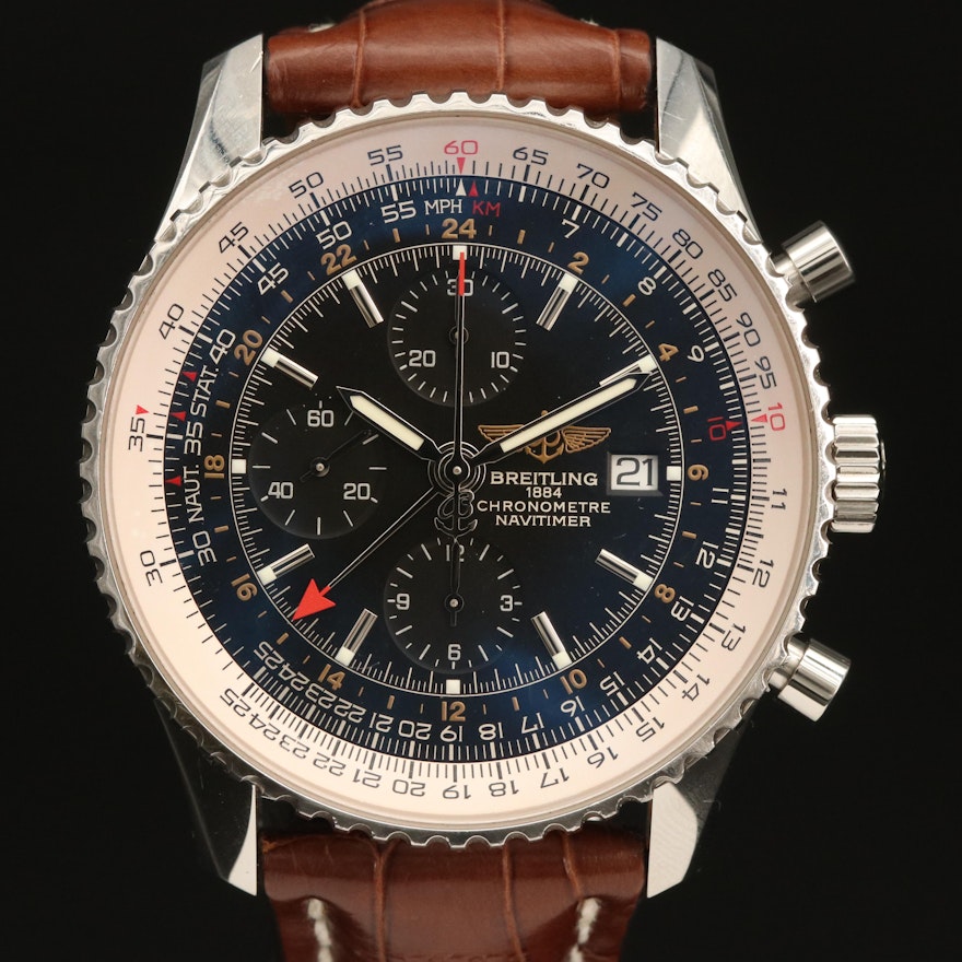 Breitling Navitimer World Stainless Steel Automatic Wristwatch