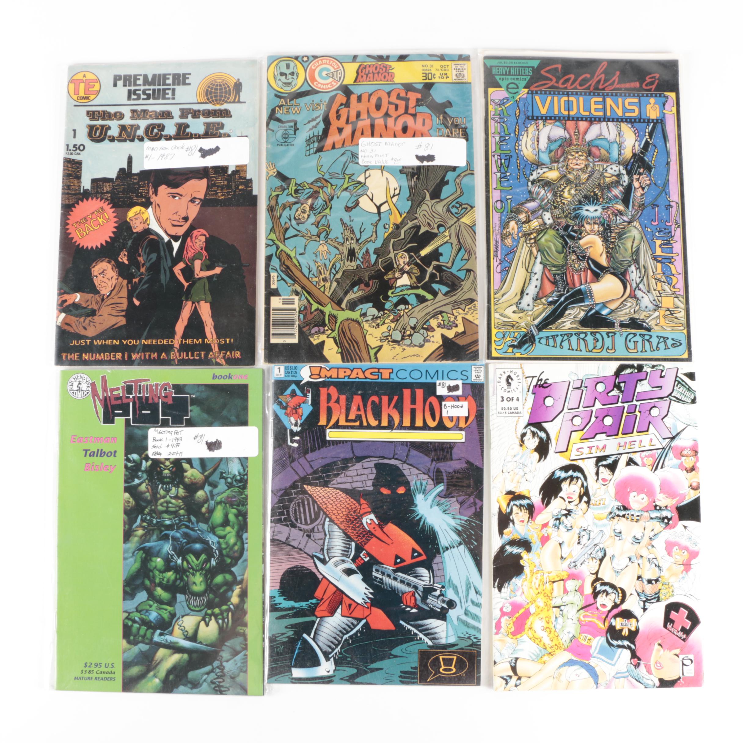 Bronze to Modern Age Comics with First Issues of "Black Hood" and "Melting Pot"