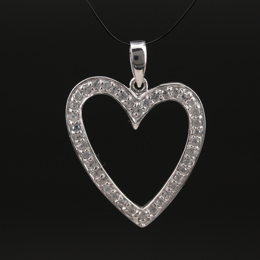 Sterling Zircon Heart Pendant