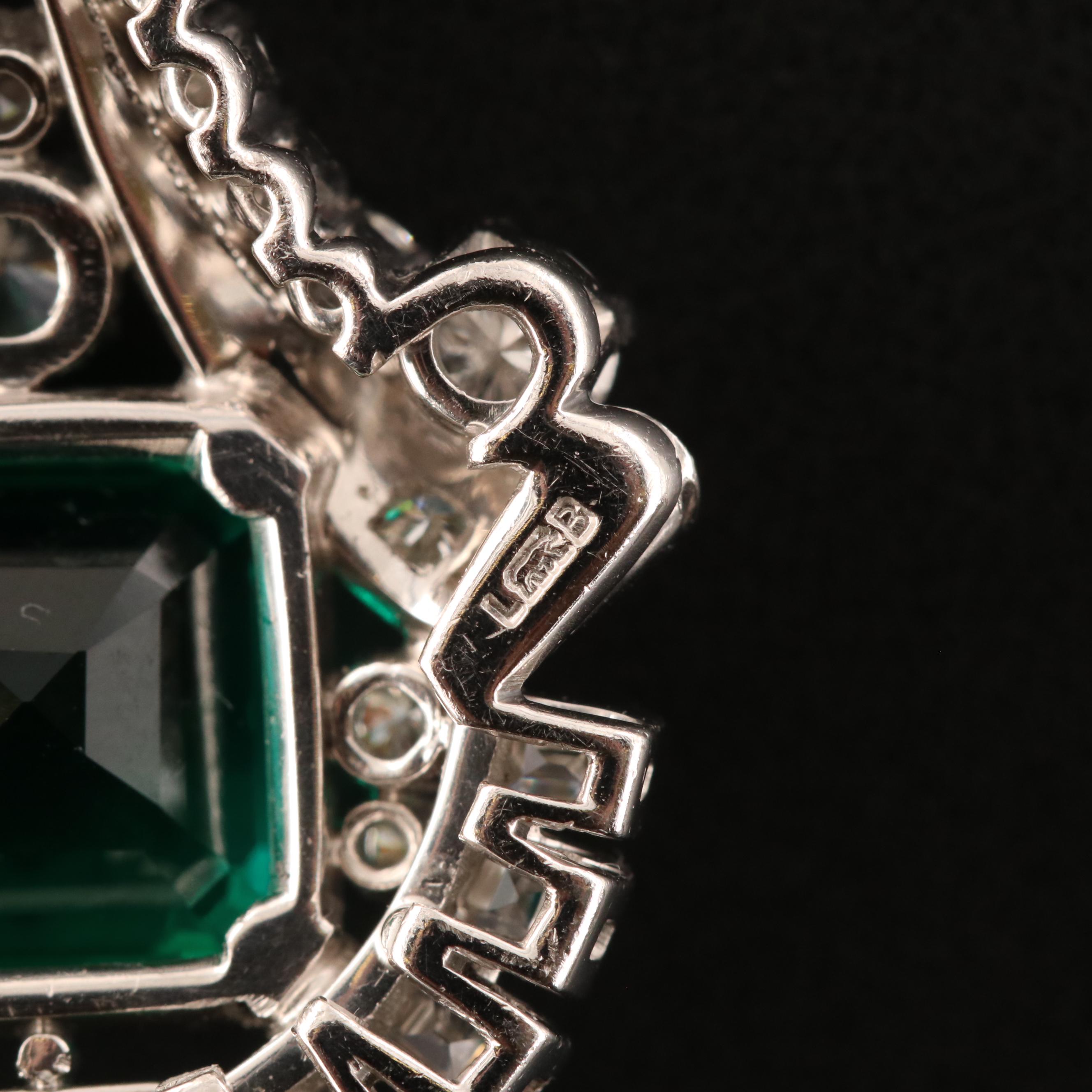 1950s Platinum Emerald and 1.82 CTW Diamond Pendant