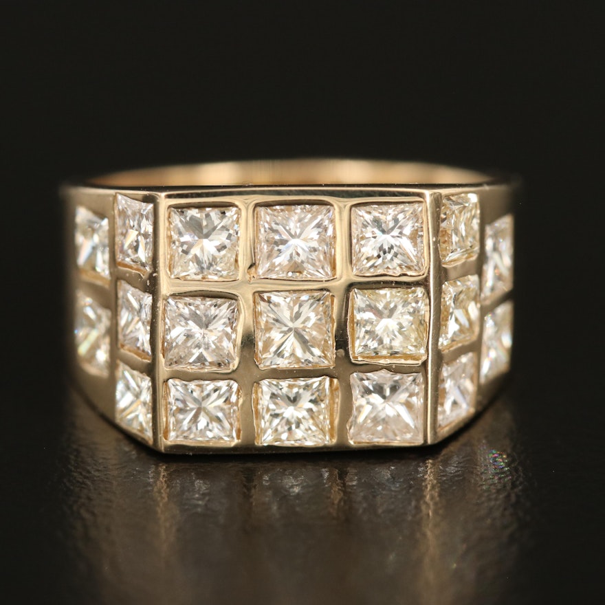 14K Square 4.09 CTW Diamond Ring