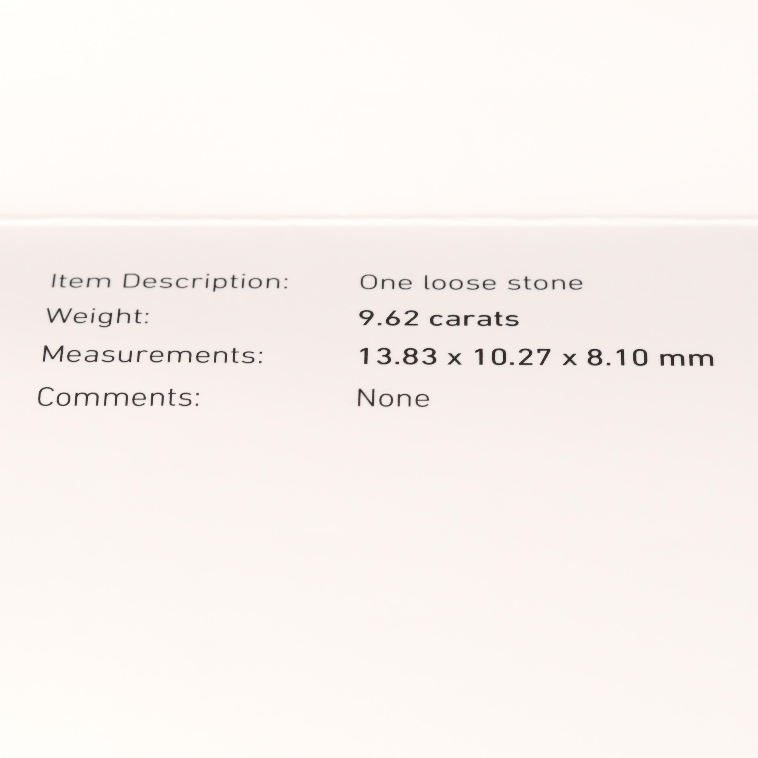 Loose 9.62 CT Cushion Faceted Spodumene with GIA Report