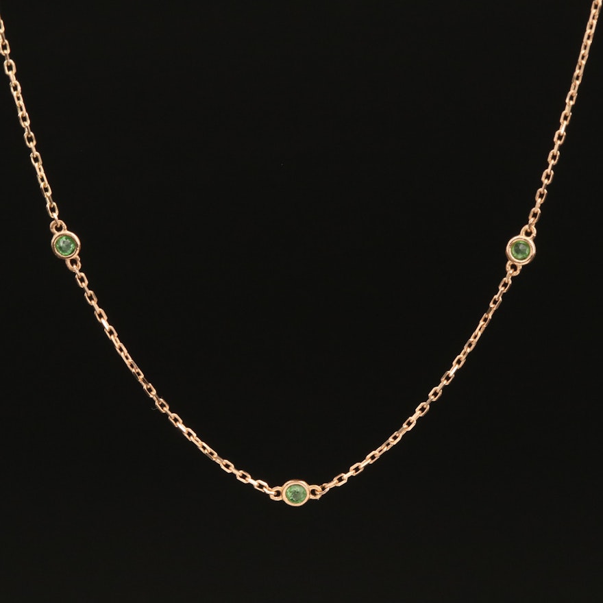 18K Bezel Set Tsavorite Station Necklace