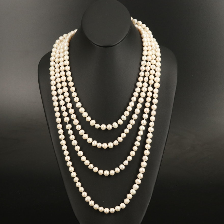 Endless Rope Length Pearl Necklace