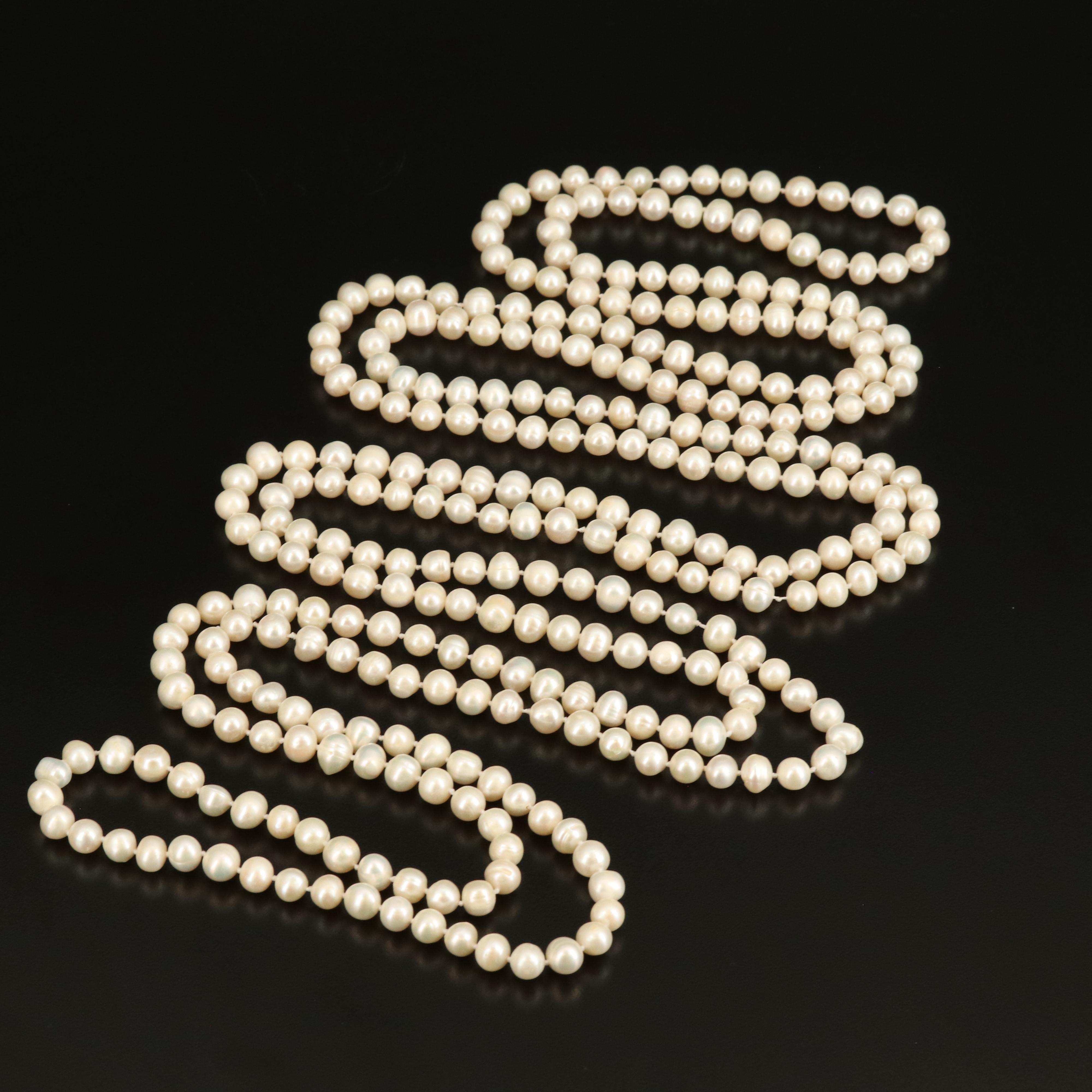 Endless Rope Length Pearl Necklace