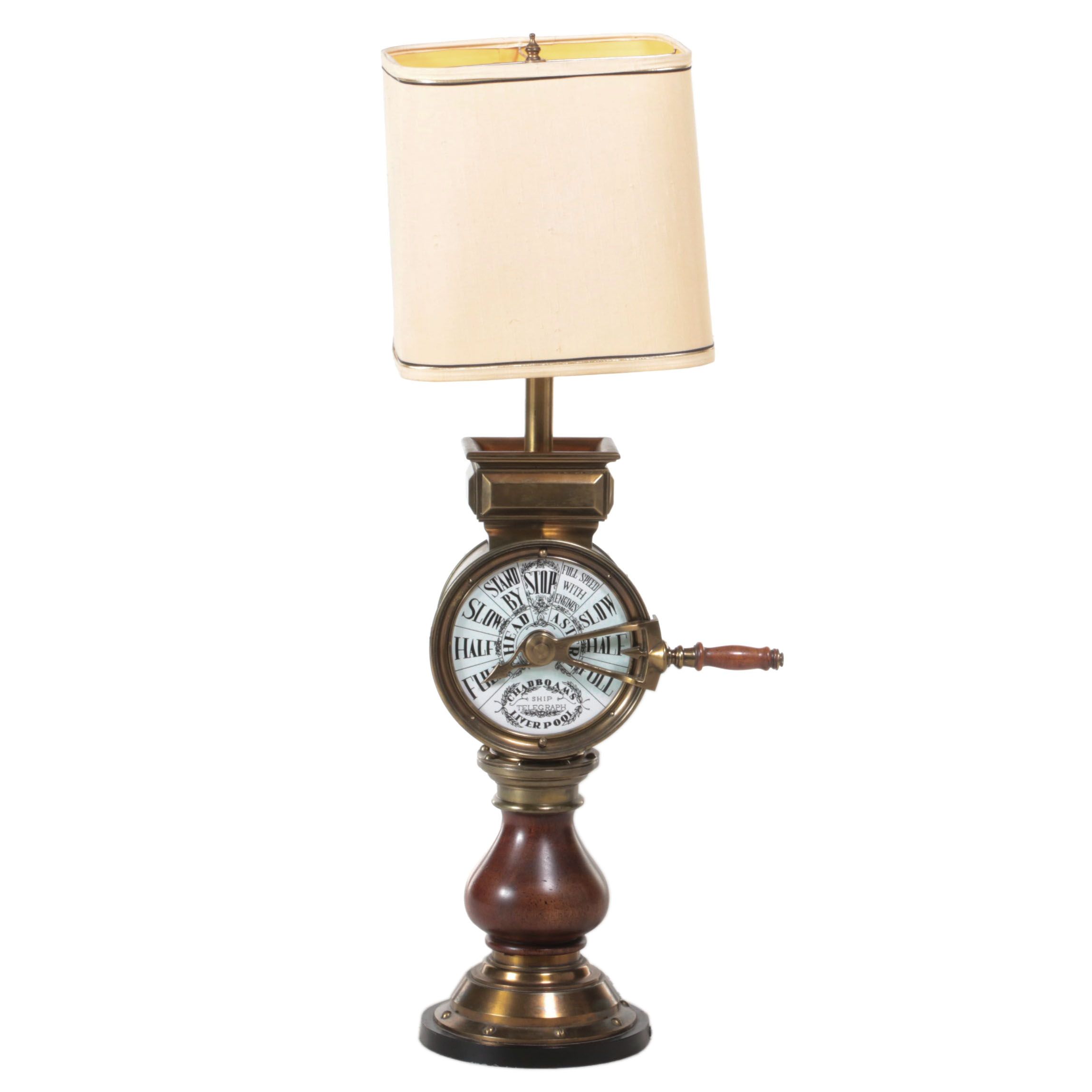 Chadboam's of Liverpool Brass and Mahogany Ship's Telegraph Table Lamp