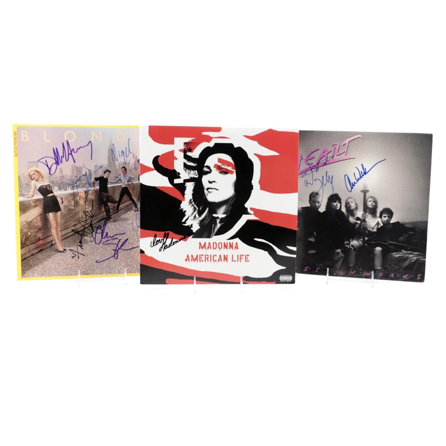 Madonna, Blondie and Heart Signed Vinyl LP Records