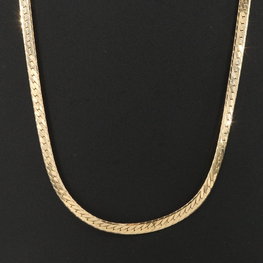 Italian 14K Herringbone Chain Necklace
