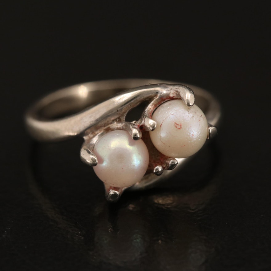 Vintage 10K Pearl Bypass Ring