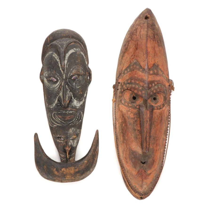 Hand-Carved Ramu River Area Style Masks, Papua New Guinea