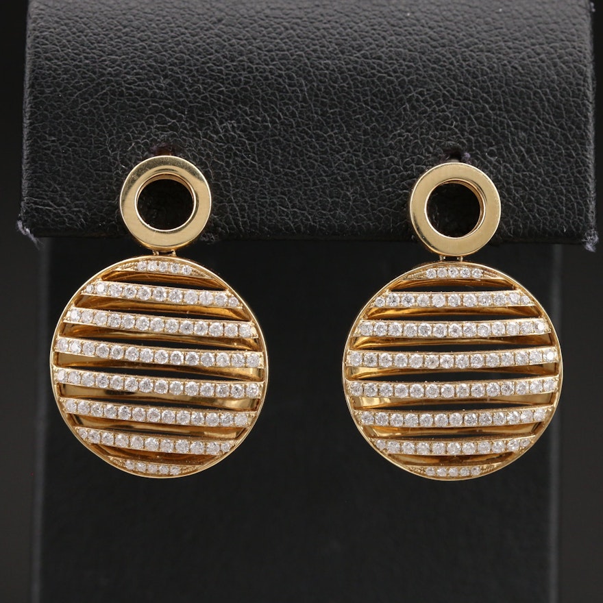 14K 1.00 CTW Diamond Multi-Row Circle Earrings