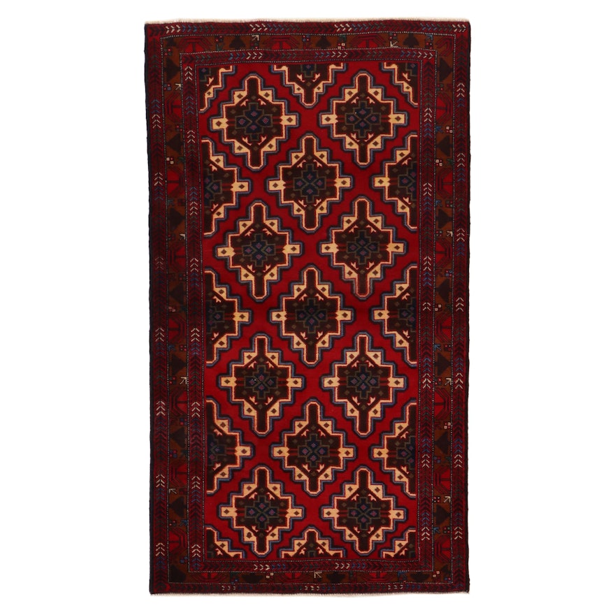 3'11 x 7' Hand-Knotted Pakistani Baluch Area Rug